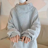 Autumn Turtleneck Fleece Hoodies Men 2024 New High Street Oversize Pullover Hoodie Unisex Y2K Vintage Hooded Sweatshirts Clothes