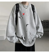 Ink Painting Cartoon Crane Printed Pullover Hoodies For Men 2024 New H