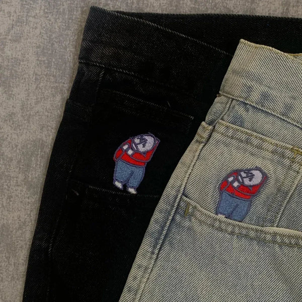 big boy denim y2k embroidery golf trap wang jeans men women streetwear baggy jeans pants leisure simple straight cargo trousers utility cargo pants
