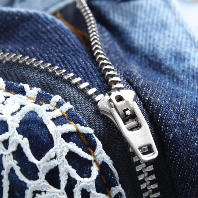 fashion stars patchwork mesh denim jeans new casual slim fit biker trousers skinny jeans men streetwear hip hop pants joggers streetwear sweatpants