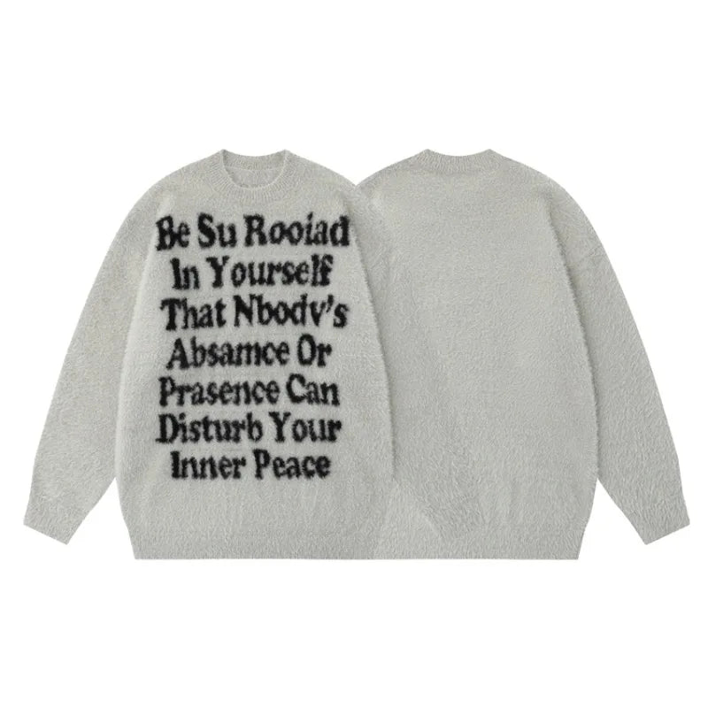 fashion knitted sweater mens winter o neck letters pullover streetwear unisex casual loose warm hairy sweaters jumper knitwear - bold artwork streetwear hoodie, graphic printed hoodie for men and women, unisex casual winter pullover