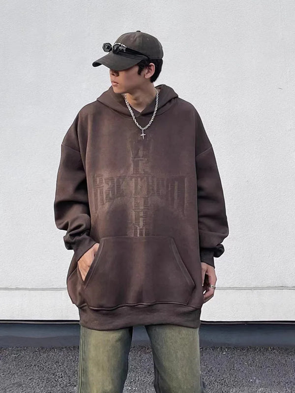Washed Hoodies Sweatshirts Man Bleached Loose Oversize Casual Autumn W