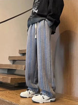 autumn striped woolen straight leg pants for men classic y2k vintage baggy trousers new casual high street fashion sweatpants unique joggers style 293