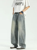 new vintage men s patchwork baggy jeans draped straight leg denim trousers autumn korean fashion high street casual y2k jean unique jeans style 553