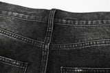 retro black blue straight oversized washed torn jeans solid color ripped jeans baggy hip hop destroyed men wide leg jeans pant unique jeans style 4826