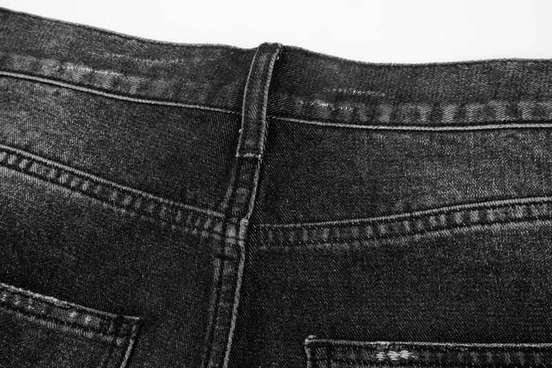 retro black blue straight oversized washed torn jeans solid color ripped jeans baggy hip hop destroyed men wide leg jeans pant unique jeans style 4826