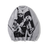 hip hop punk knitted oversized sweater mens autumn winter o neck long sleeve pullover streetwear unisex loose sweaters clothing - Y2K grunge street style, 2025 streetwear drop, high quality cotton hoodie