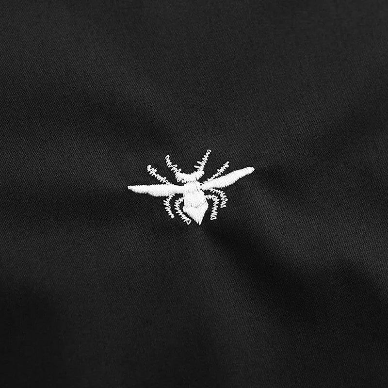 New 2021 Luxury Men Classic Embroidered bee stripe Ribbon Fashion Cotton Casual Shirts Shirt High Quality Short Sleeves A65