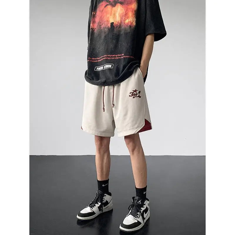 Korean fake two-piece sports basketball shorts men summer American fashion