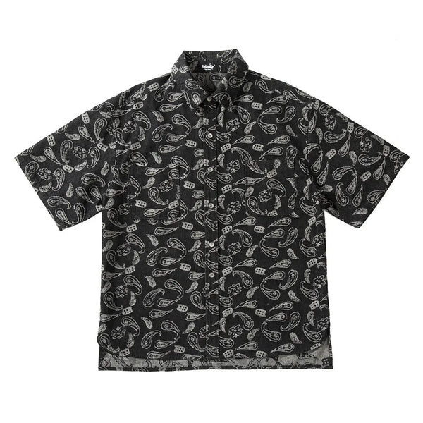 New 2022 Men luxurious Paisley West Coast CRIPS Bloods Fashion Denim Casual Shirts Shirt high Pocket Short-sleeves S 2XL #A630
