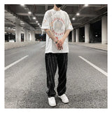 fashion design lines denim jeans mens zipper loose straight trousers hip hop new casual streetwear pants joggers baggy jeans unique joggers style 1457