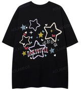 Sadcore Oversized shirt – Men Short Sleeve T Shirts Fun Comic Cartoon Print Tshirt Jap