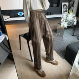 mens trousers plush stripes contrast color casual pants autumn streetwear fashion all match straight pants mens clothing 2024 menswear bottoms