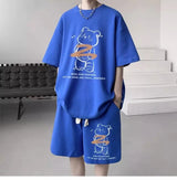 Vaporwave Crying angel – Summer Men Tracksuit Japan Cartoon Streetwear Cool Bear Prin