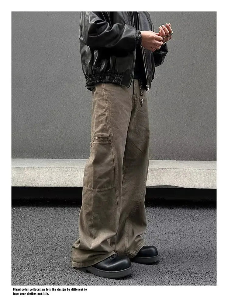 american high street retro men and women trendy straight work pants couple spring and autumn hip hop loose casual pants y2k unique default style 813