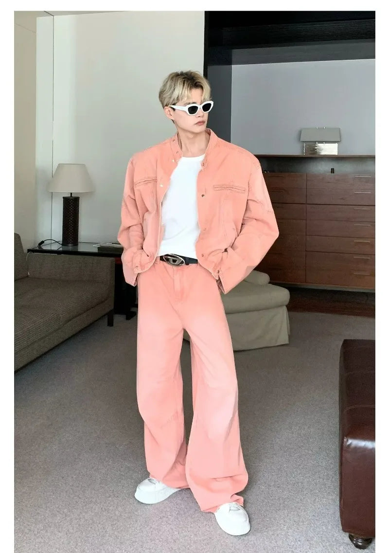 outdoor high street denim mens sets spring single breasted trendy harajuku jackets cowboy two piece hip hop couple suits new unique jeans style 4849