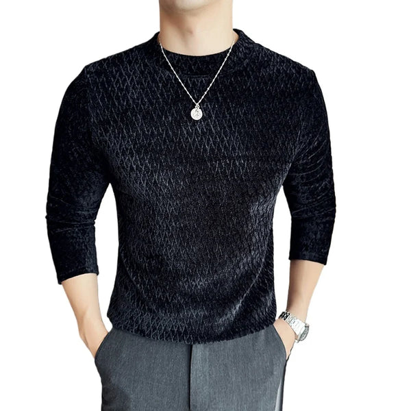 Skatercore Graphic tee – Autumn Winter Semi Turtleneck Stretch Slim Fit Long Sleeve T