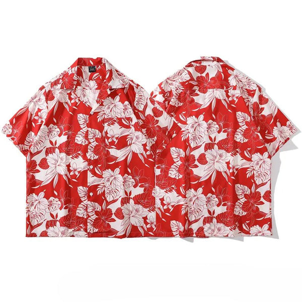 Fashionable Clothing Cuban Collar Floral Shirt Mens Summer Casual Loose Thin High-Quality Beach Short-Sleeved Shirt Unisex