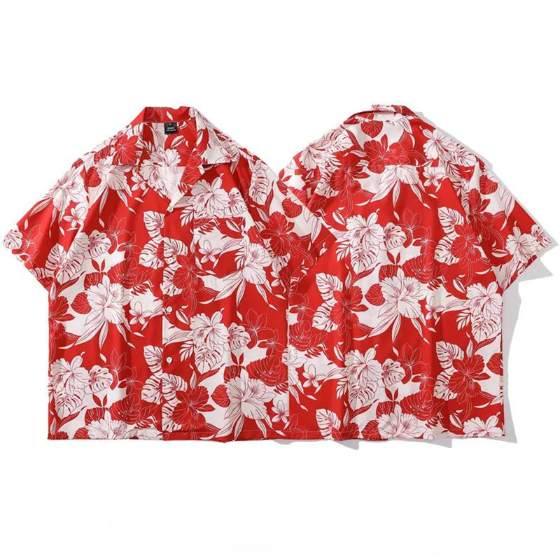 Fashionable Clothing Cuban Collar Floral Shirt Mens Summer Casual Loose Thin High-Quality Beach Short-Sleeved Shirt Unisex