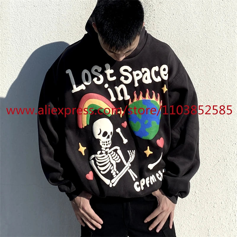 Autumn Winter New American Heavy Duty Vintage Hoodie Long Sleeve High