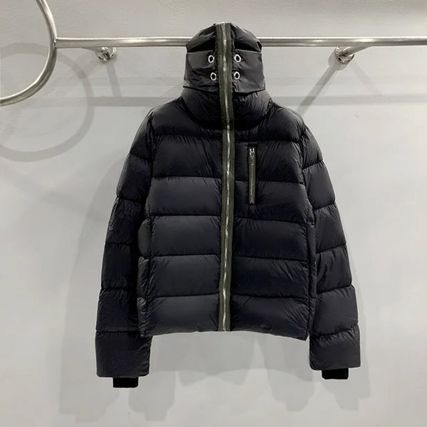 Winter Men's Down Jacket Coat Dark Style Shark Head Masked Zipper Goose Down Warm Regular Down Jacket Coat For Men And Women