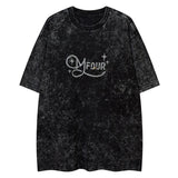 Vaporwave Broken heart – Men Retro T Shirts Rhinestone Wing Washed Short Sleeve T Shi