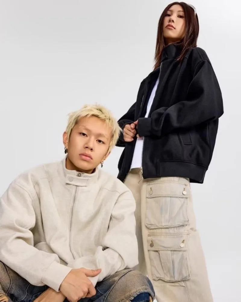 Autumn New Stand Collar Sports Jacket Mens Korean Couple College High