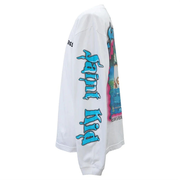 24ss Summer Vintage Retro High-Street Long Sleeve T-Shirt Sweatshirt Pullover Cotton