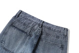 rainbowtouches mens washed jeans vintage high street gradient fashion trends zipper jeans loose straight long pant casual pants unique jeans style 3510