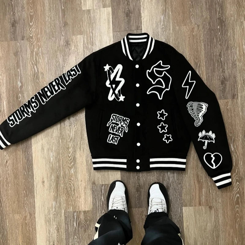 American New Trend Personality Graphics Mao Jinxiu Oversized Jacket Men's Y2K Harajuku Hip-hop