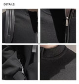 Spring Autumn Korean Casual Fashion Zipper Sweatshirt Man Business Loose All Match Male Pullover Tops Solid Streetwear Clothes