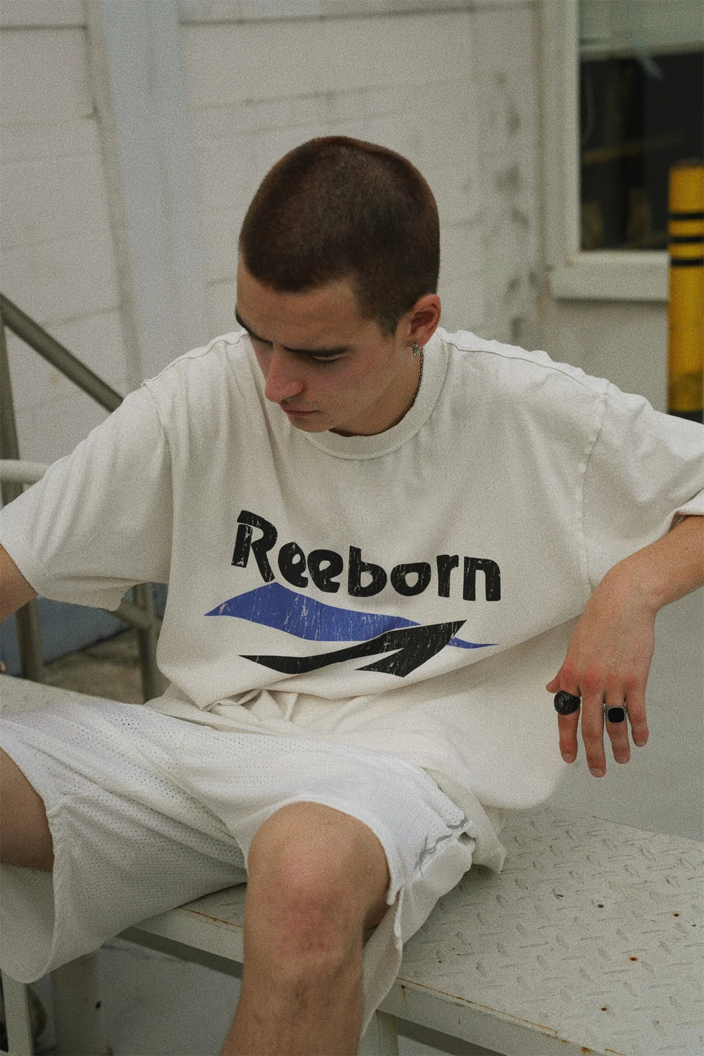 Techwear t-shirt with glitch core grid lines and tactical vibe