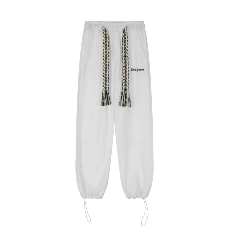 2024 spring and autumn mid waist straight jacquard velvet knitted trousers loose wide leg pants urban casual pants men and women unique default style 2037
