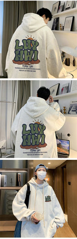 New Letter Graphic Print Hooded Sweatshirts For Men Elegant Vintage Co