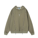 Hip Hop Punk Hoodie Sweatshirt 2023 Autumn Zipper Design Solid Color H