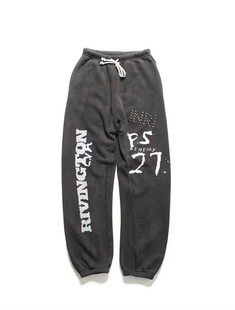 24ss rrr123 gymno high street heavyweight best quality cotton gradient washed distressed drawstring casual sport pants leggins unique default style 6166