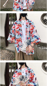 Japanese Style Men's Lightweight Kimono Jacket Dragon Print Kimono Cardigan New Arrival Street Shirt Harajuku Kimono Couple Tops