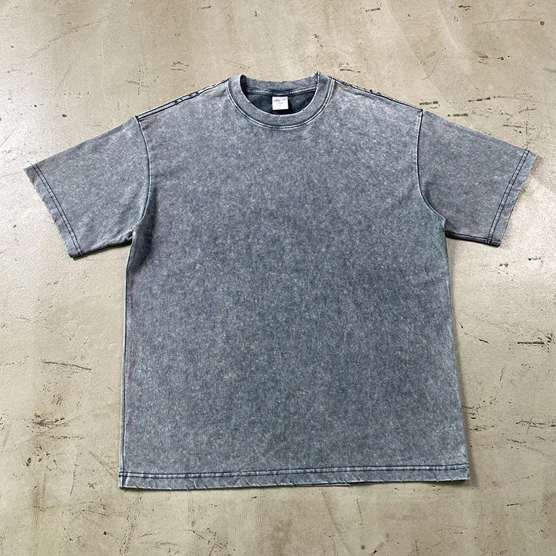 2024 Wax Dyed Vintage Tshirts Distressed Washing Edge Grinding cotton Tshirt for Mens European and American Short Sleeves Tees