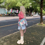 Kawaii Lolita Blue Plaid Mini Skirt Women Harajuku Y2k Aesthetic Bow Short Skirts Japanese Preppy Style Pleated Fairy Skirt 2024