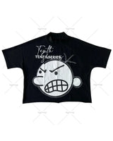 Cyberpunk Streetwear top – American Street Harajuku Retro Anime Print Oversized Short S