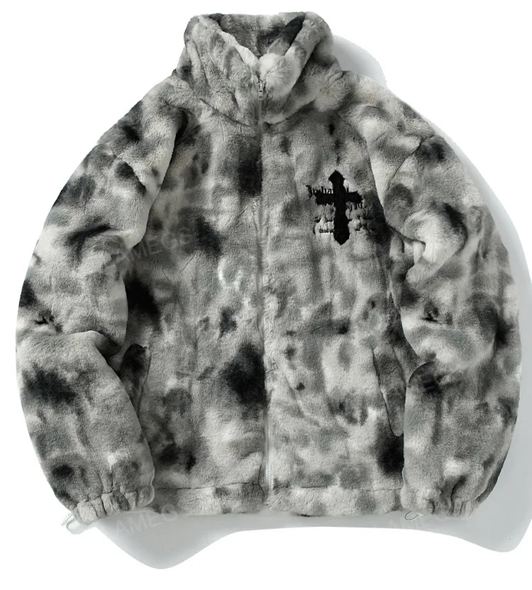 hip style streetwear quality print image oversized design unisex casual mens-rabbit-fur-jacket-coats-hip-hop-cross-letters-winter-fleece-jacket-streetwear-casual-harajuku-coat-zip-up-fashion-outwear urban material 09d16d fashion graphic essential style fit - premium wear hop high everyday streetwear design ID aaece