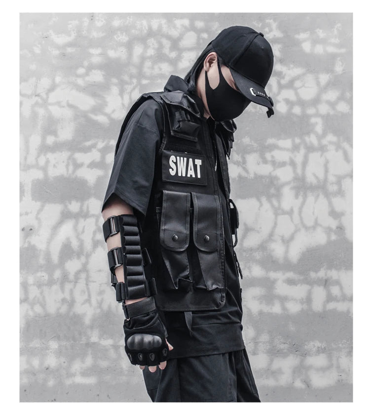 casual layering jacket featuring hip hop sleeveless vests adjustment cargo waistcoat with pockets zipper military jacket fashion streetwear mens tactical vests design – premium quality jacket for men