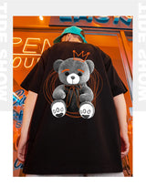 Anime Oversized shirt – American Street Bear Printed Men T Shirt Summer Crewneck