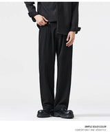 mens trend streetwear fashion loose casual plus size straight wide leg suit pant office man commute work pants trousers unique default style 2194