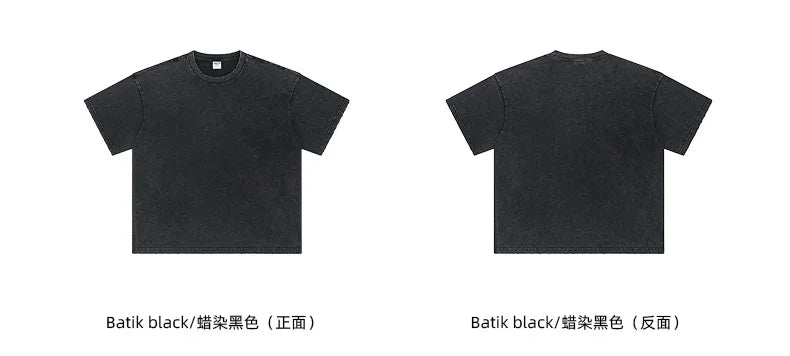 2024 Wax Dyed Vintage Tshirts Distressed Washing Edge Grinding cotton Tshirt for Mens European and American Short Sleeves Tees