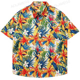 Men Shirts Summer Sclassic Flower Clothing Retro Hawaiian Vacation Shirts Daily Versatile Loose Tops Fashion Half Sleeve Shirt