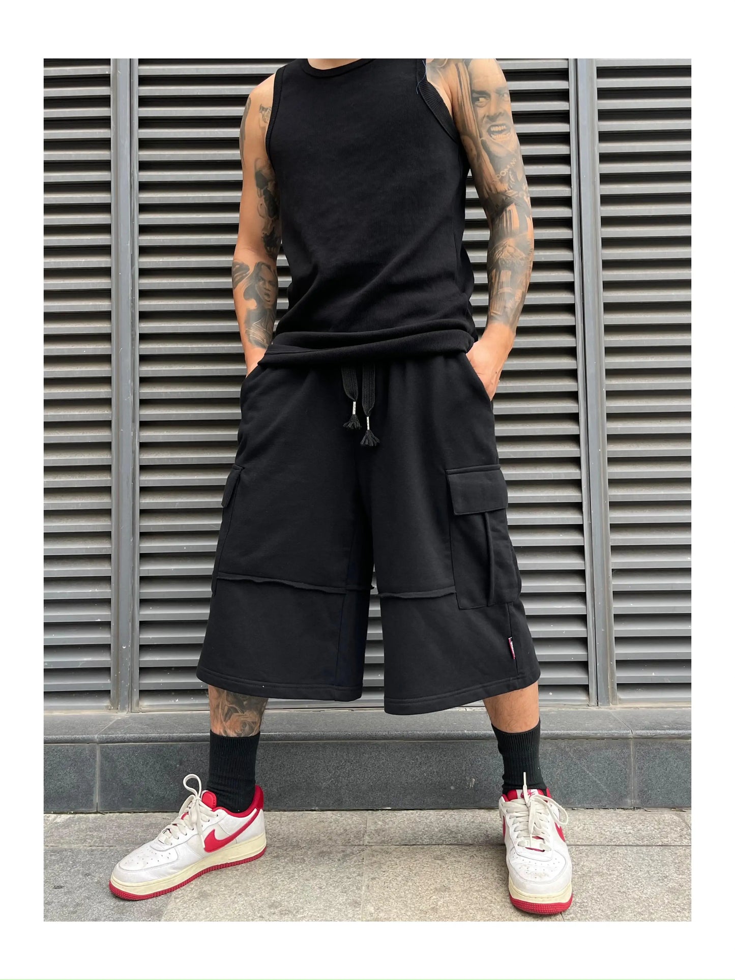 men casual sweatpant elastic waist streetwear track drawstring capris pants new fashion loose trousers hip hop baggy joggers unique joggers style 3467