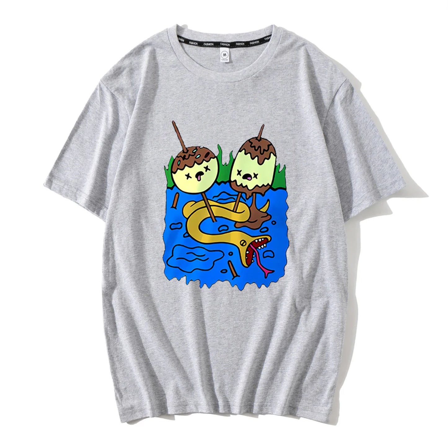 Harajuku streetwear top featuring 2024 new summer round neck cartoon print high street t shirt tops