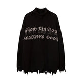 half high collar goth women men sweaters oversized long sleeve knitted pullovers y2k men ripped sweater harajuku streetwear tops - bold artwork streetwear hoodie, graphic printed hoodie for men and women, Y2K grunge street style