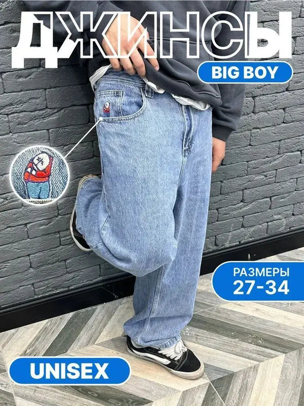 harajuku polar big boy popular baggy jeans mens women gothic wide leg trouser y2k hip hop cartoon embroidery streetwear jeans ripped baggy denim